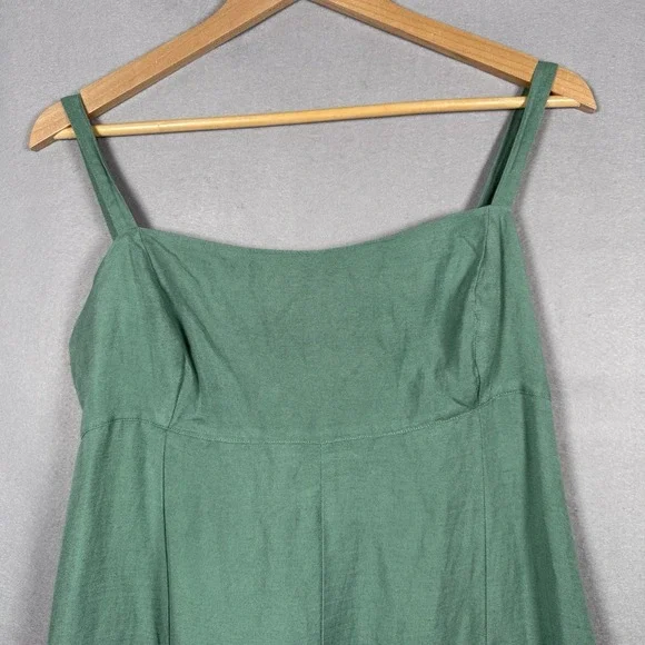 Madewell Tie-Back Midi Cami Dress Light Green Linen Blend - Picture 10 of 16